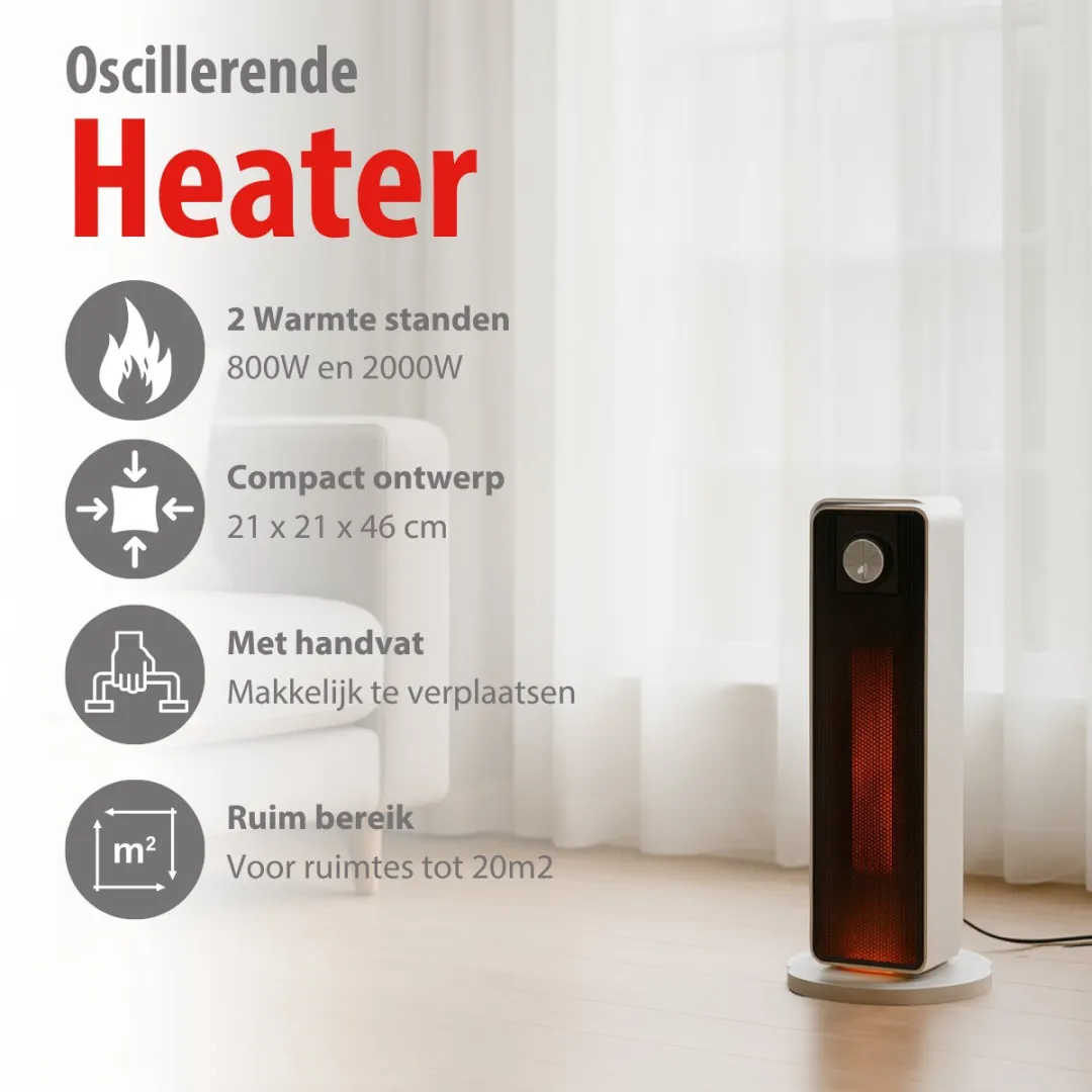Alpina Elektrische Verwarming 2000W - Keramische Ventilatorkachel - 2000W - afbeelding 2 van 6