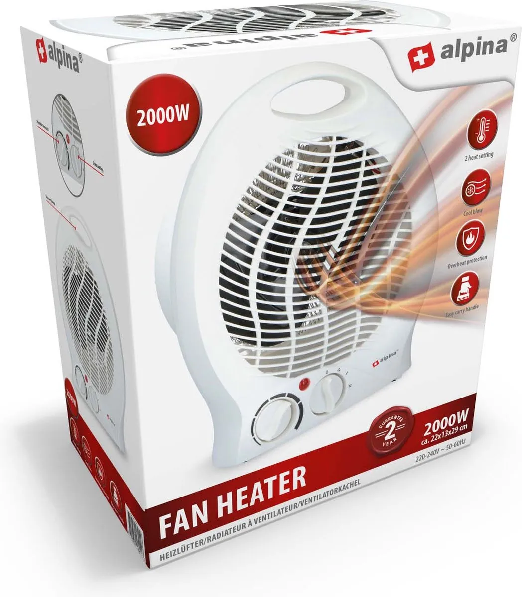 Alpina MEAKA3880/009 Ventilatorkachel 2000W - 2 Warmtestanden - Wit