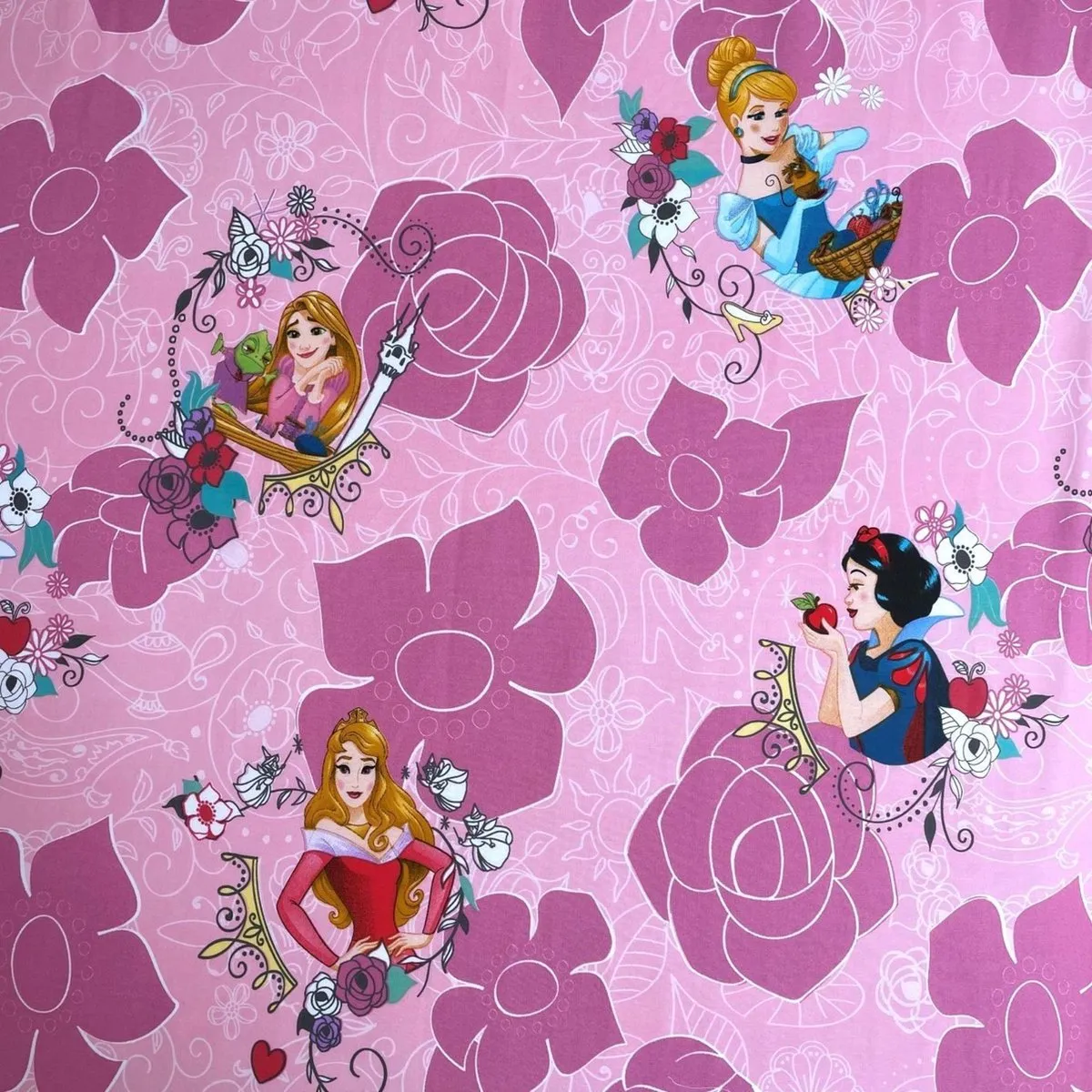 Disney Princess Hoeslaken Eenpersoons 90x200cm - Roze