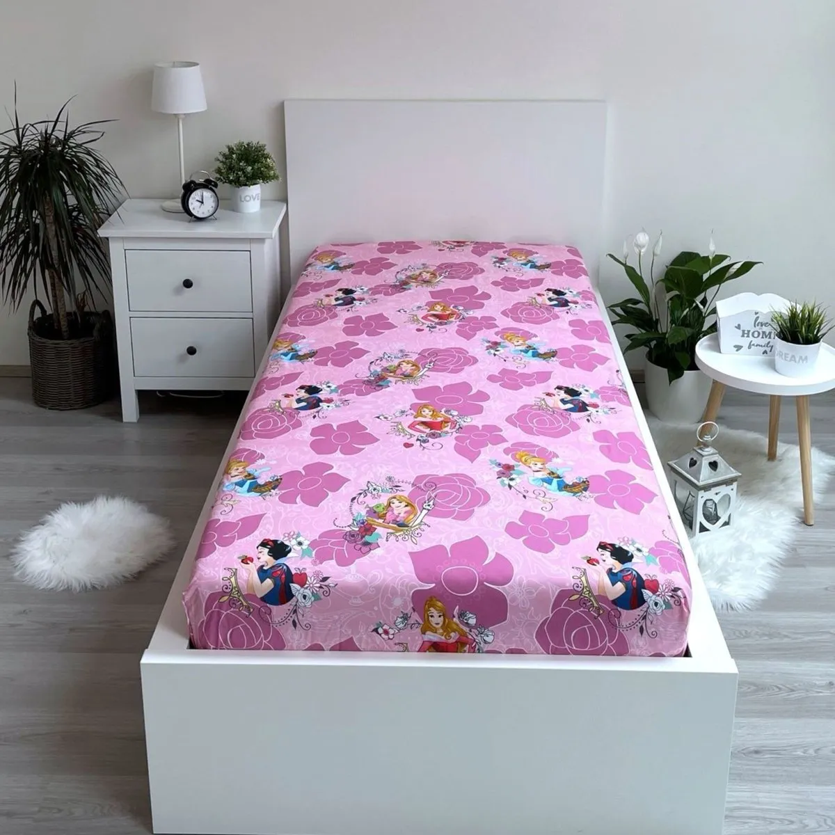 Disney Princess Hoeslaken Eenpersoons 90x200cm - Roze