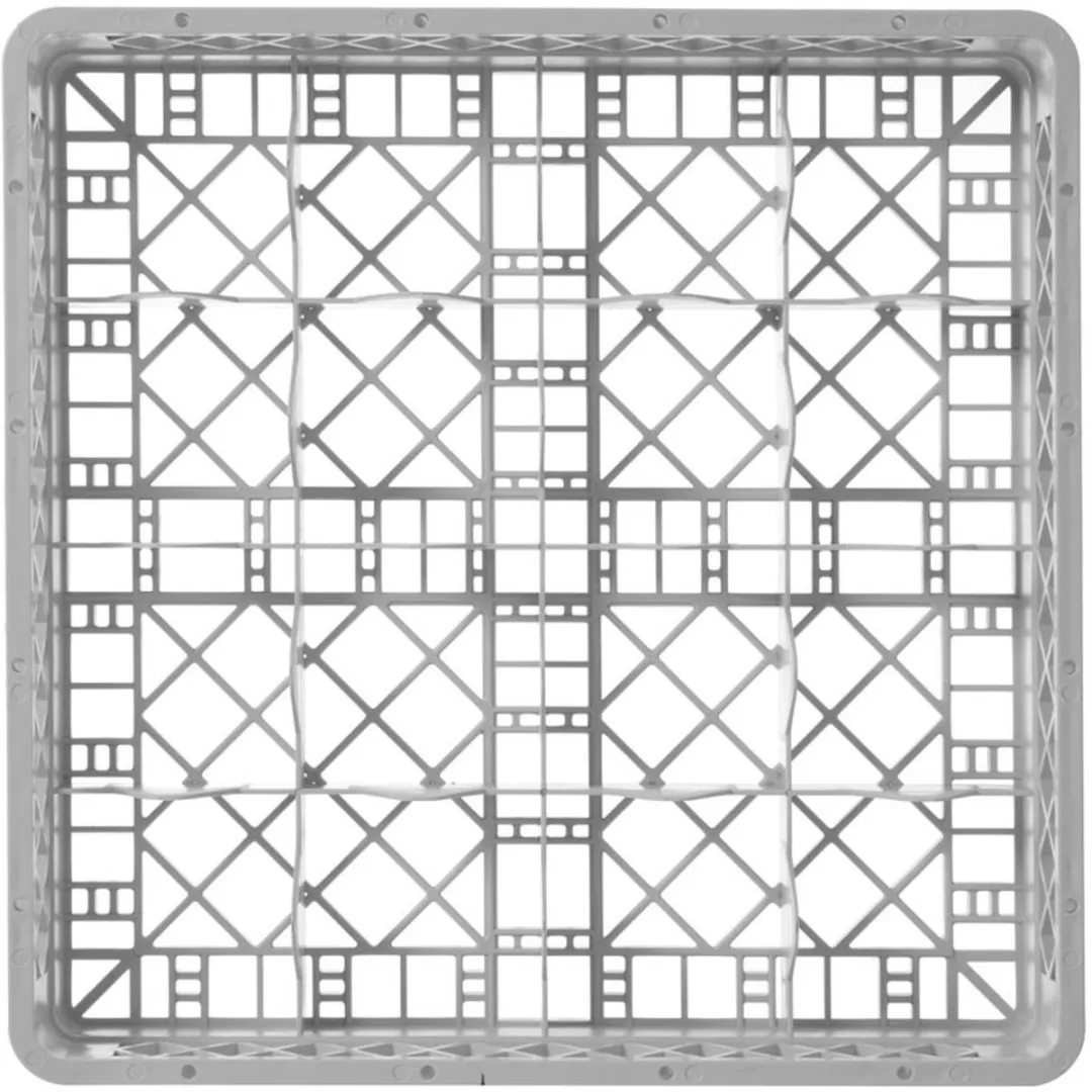 HENDI Vaatwaskorf Glaswerk 16 Vakken 500x500x104mm - Grijs