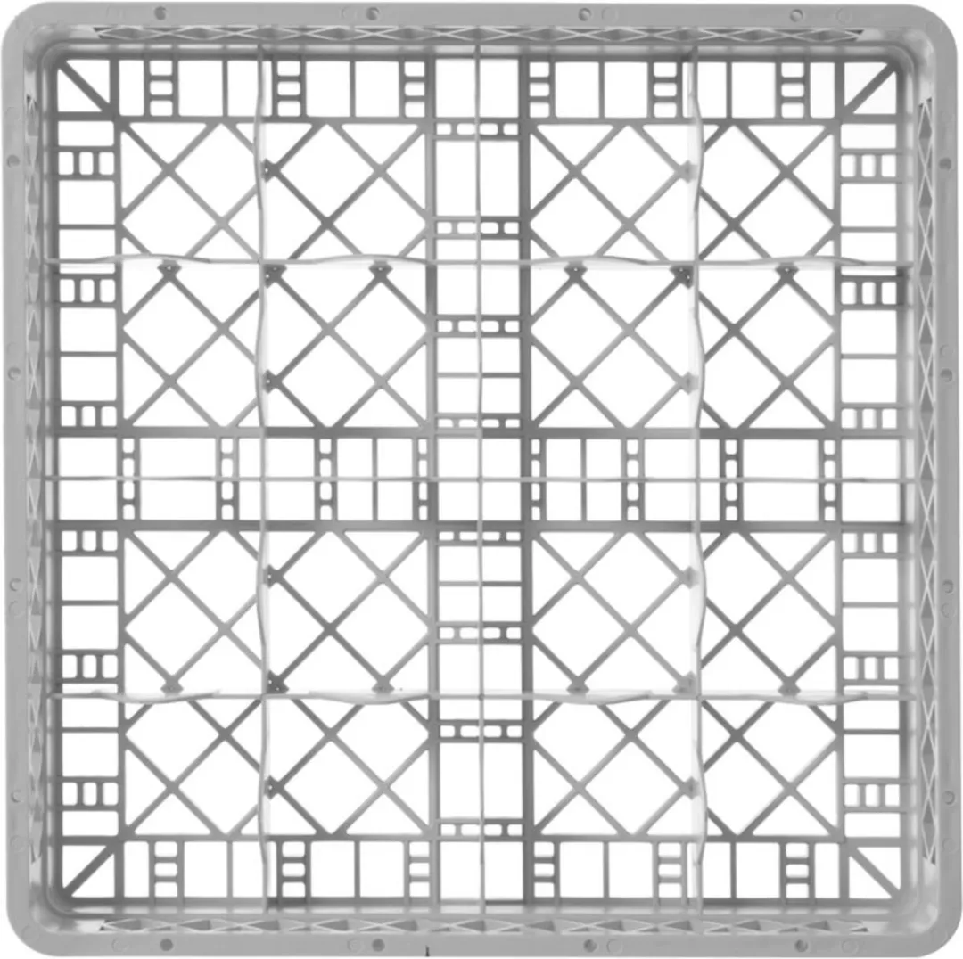 HENDI Vaatwaskorf Glaswerk 16 Vakken 500x500x104mm - Grijs