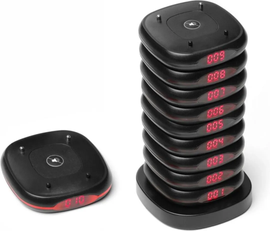 HENDI Restaurantpiepers – set van 10 – 3 meldingsmodi – bereik 500 m – ruimtebesparend opladen (uitbreidingsset)