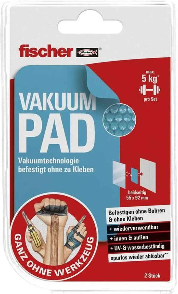 Fischer Vacuum-pad Blauw 92x55mm - 2 Stuks