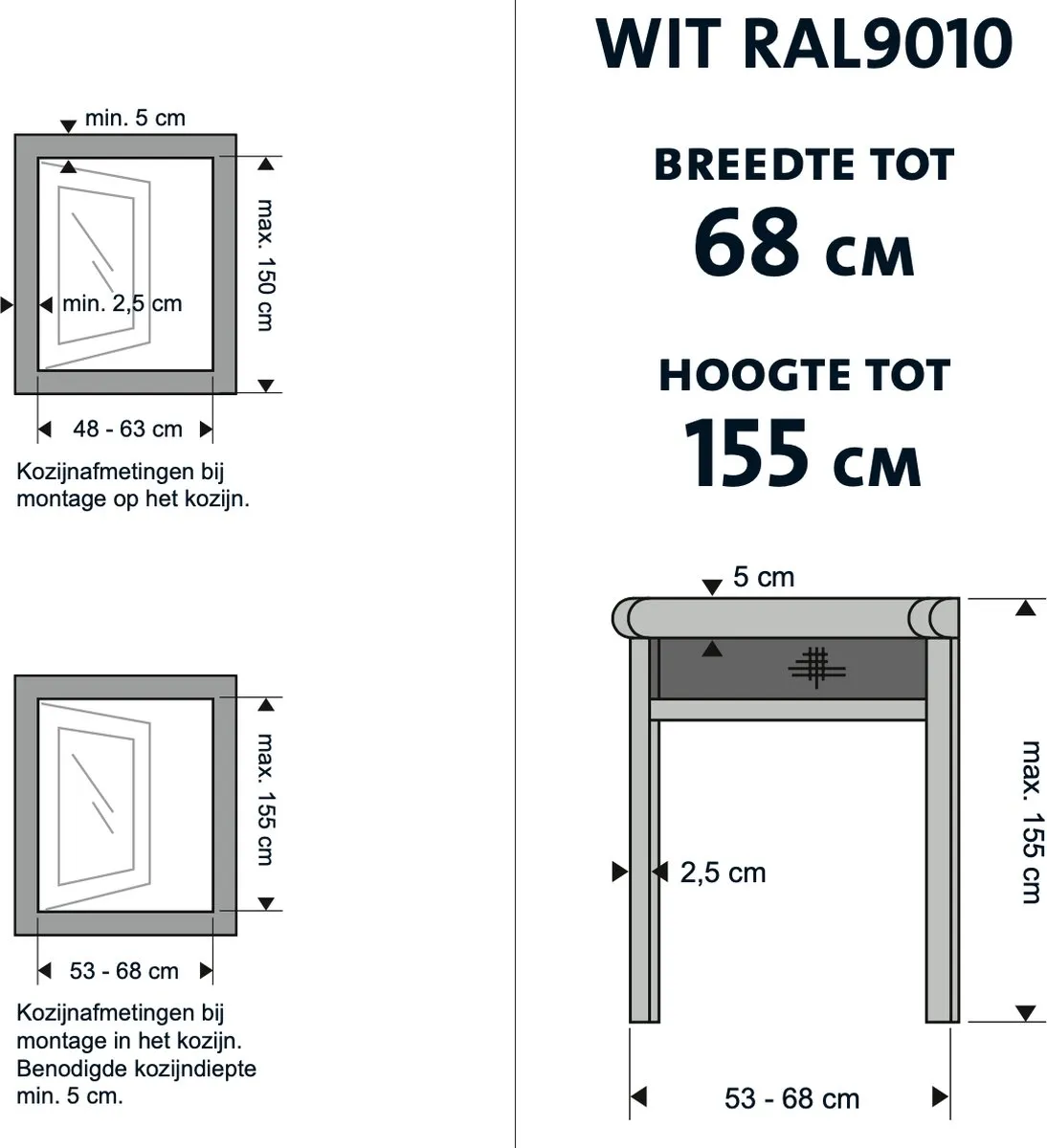 Bruynzeel Rolhor Raam S700 68x155cm - Wit - afbeelding 6 van 6