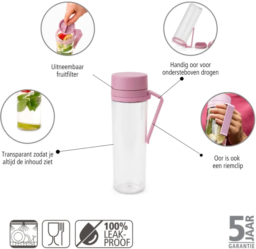 Brabantia Make & Take Drinkfles 500ml - Lilac Pink
