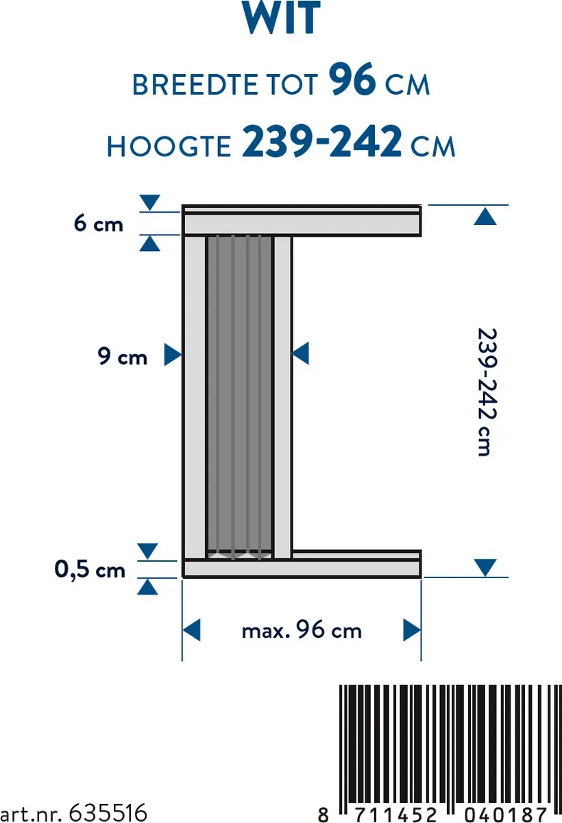 Bruynzeel Plissé Hordeur 96x239-242cm Wit