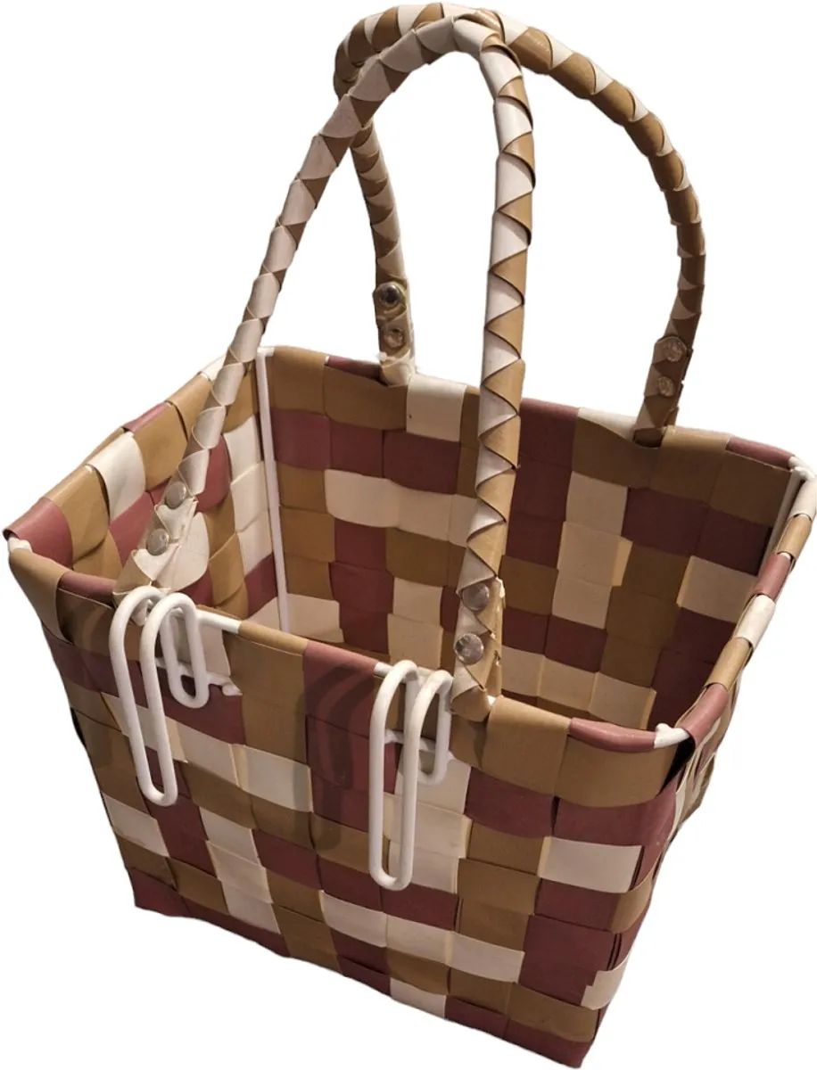 Basil Hippe Fietsmand - 20L - Bruin/Rood/Wit