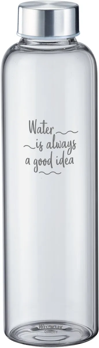 Westmark Viva Glas Drinkflessen 550ml - 2 Stuks - Rood/Anthraciet/Zilver/Transparant