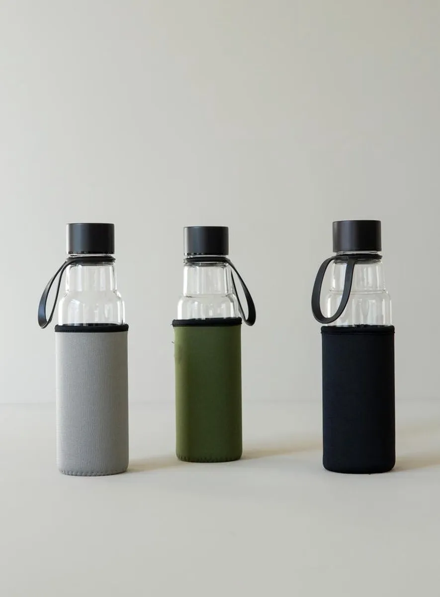 Sagaform Glazen Drinkfles 600ml - Grijs