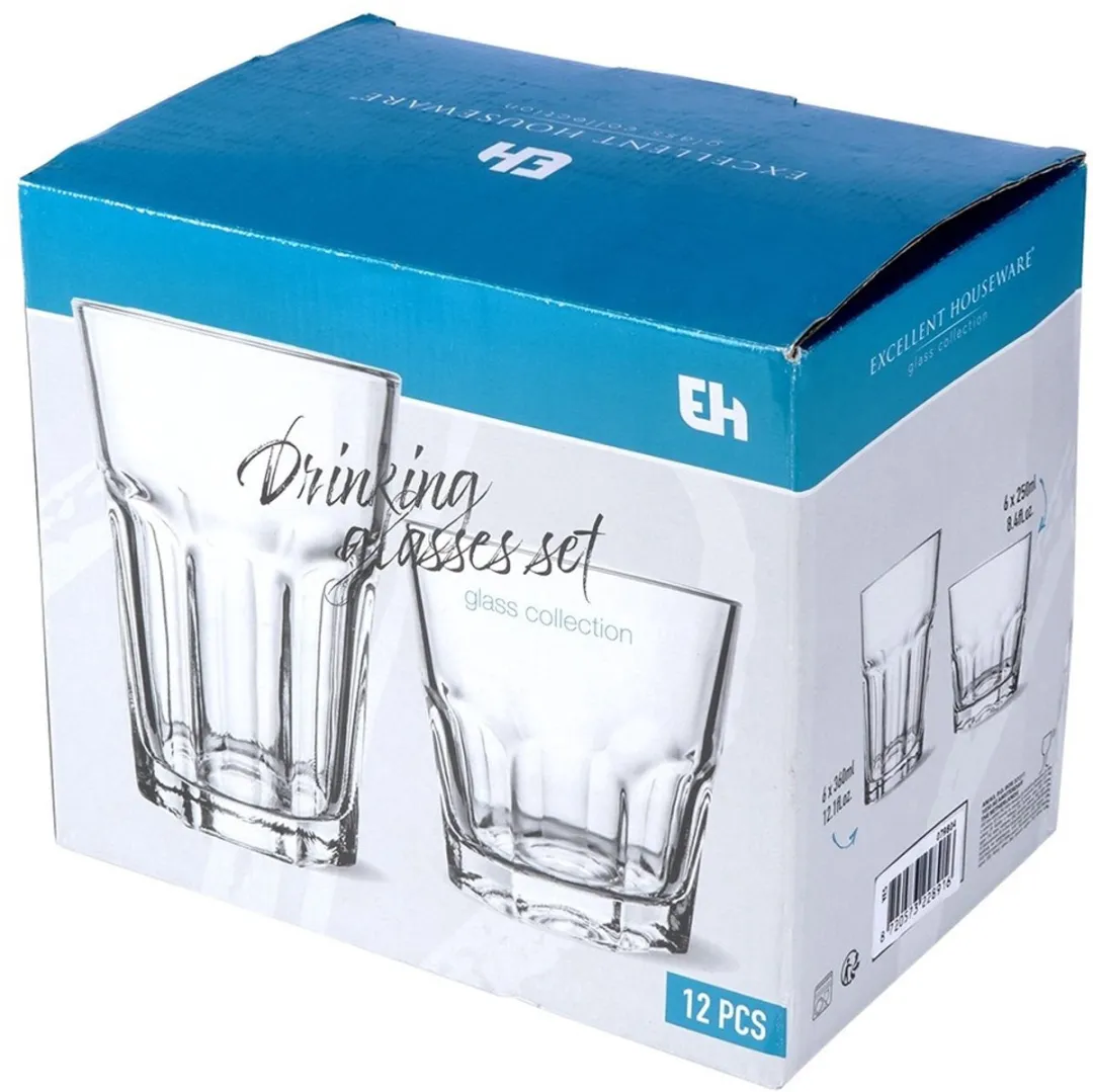 Excellent Houseware Glazen Set 12 Stuks - 230/330ml - Transparant