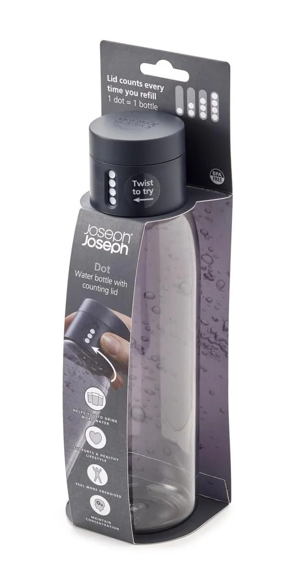 Joseph Joseph Dot Hydration Waterfles 600ml - Grijs
