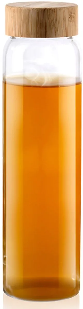 Alpina Glazen Waterfles 1000ml - Transparant met Bamboe Dop