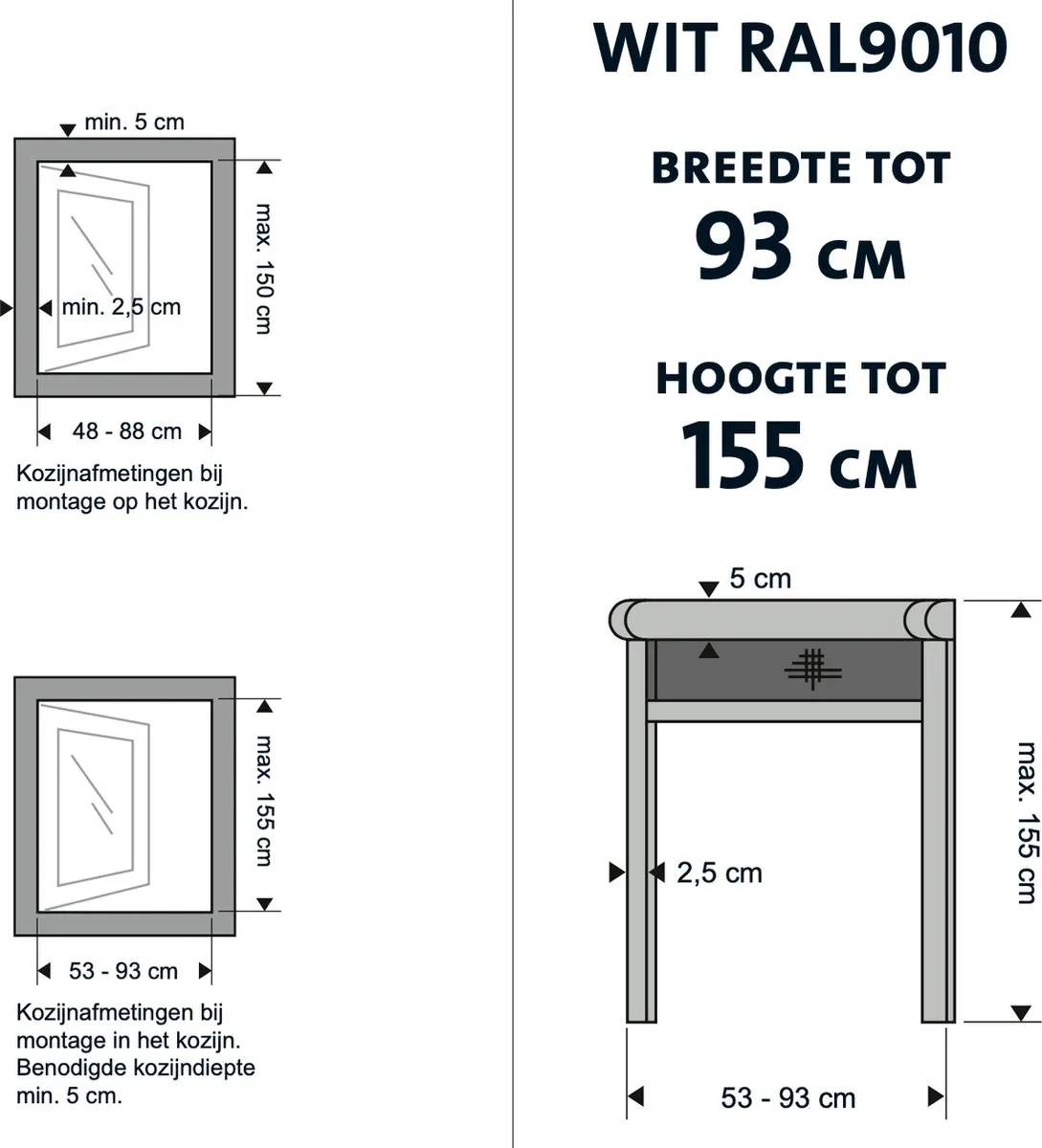 Bruynzeel Rolhor Raam S700 93x155cm - Wit