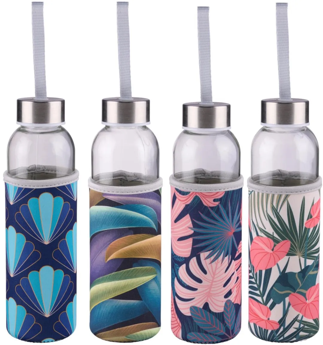 Alpina Drinkfles Glas 500ml + Hoes