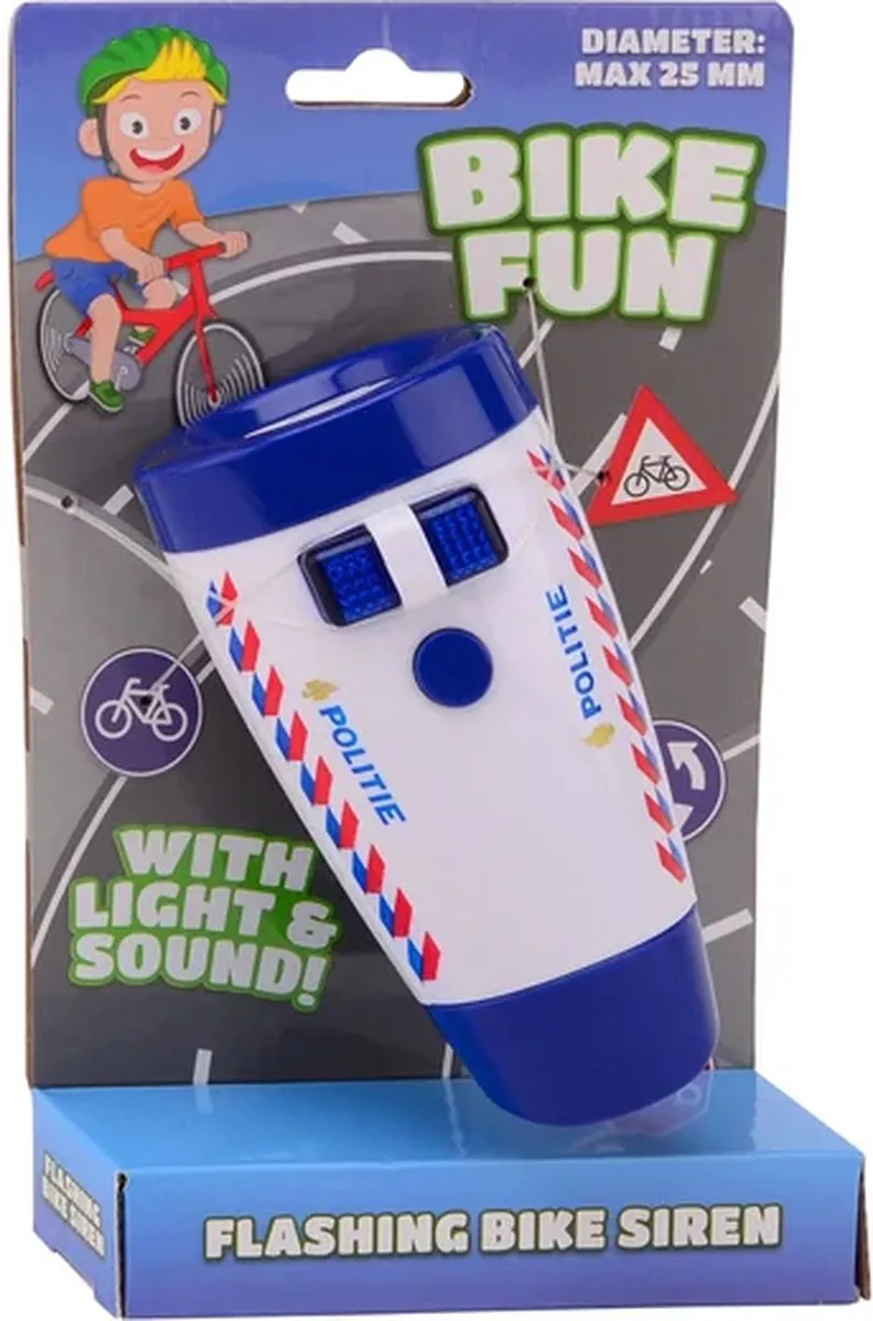 Johntoy Bike Fun Politie Fietslamp Blauw - 25cm