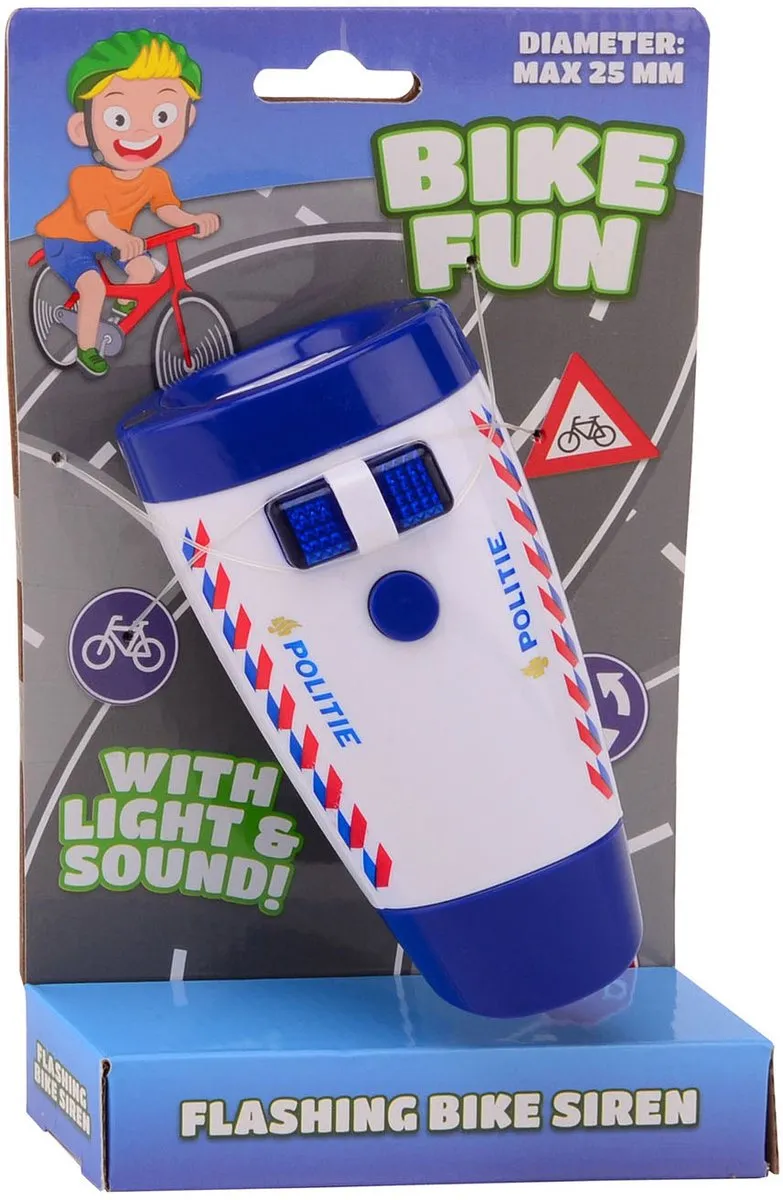 Johntoy Bike Fun Politie Fietslamp Blauw - 25cm