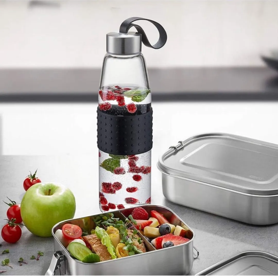 GEFU Glazen Drinkfles 500ml - Zilver