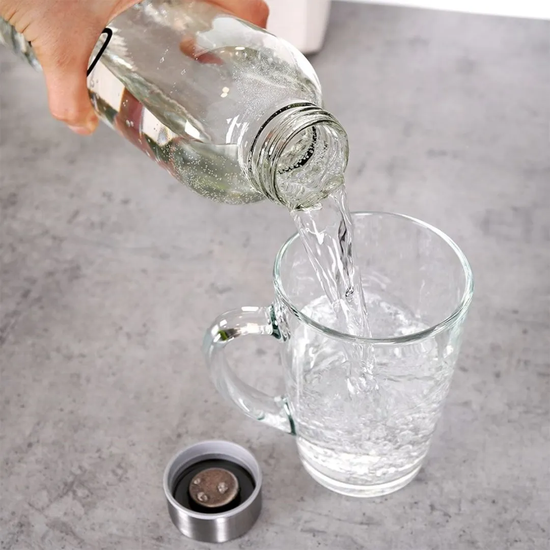 Excellent Houseware Glazen Waterfles 700ml - Metalen Dop - afbeelding 3 van 6