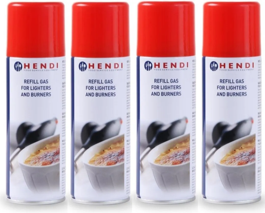 Hendi Gasbus Set 4 Stuks - 200ml - Butaan - Wit/Rood