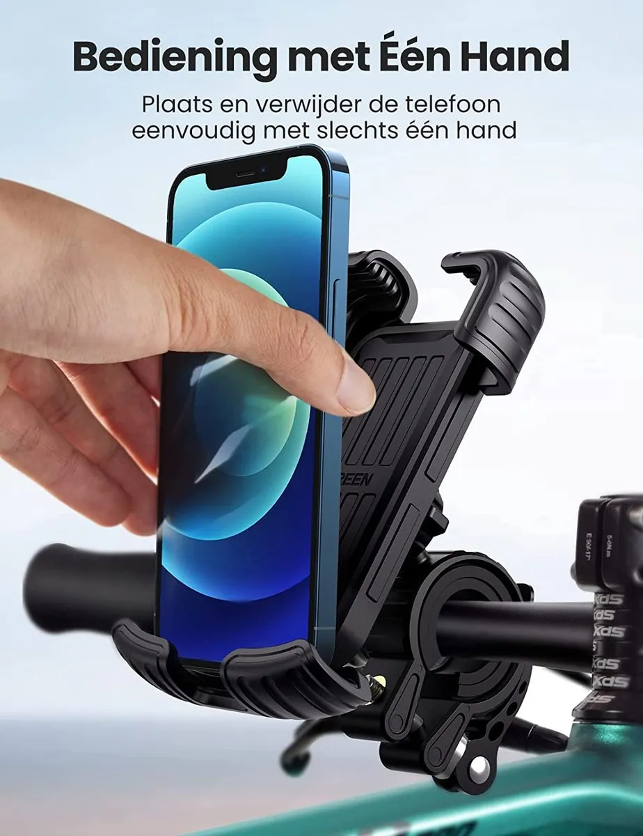Ugreen Fiets Telefoonhouder - Universeel 4.6-6.8" - Zwart - afbeelding 2 van 3