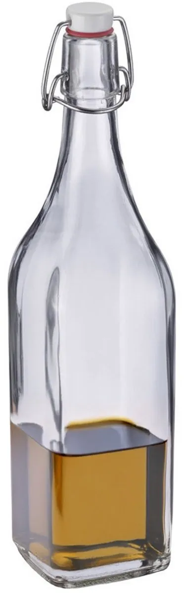 Westmark Beugelfles 1L - Vierkant - Glas/Kunststof/Staal