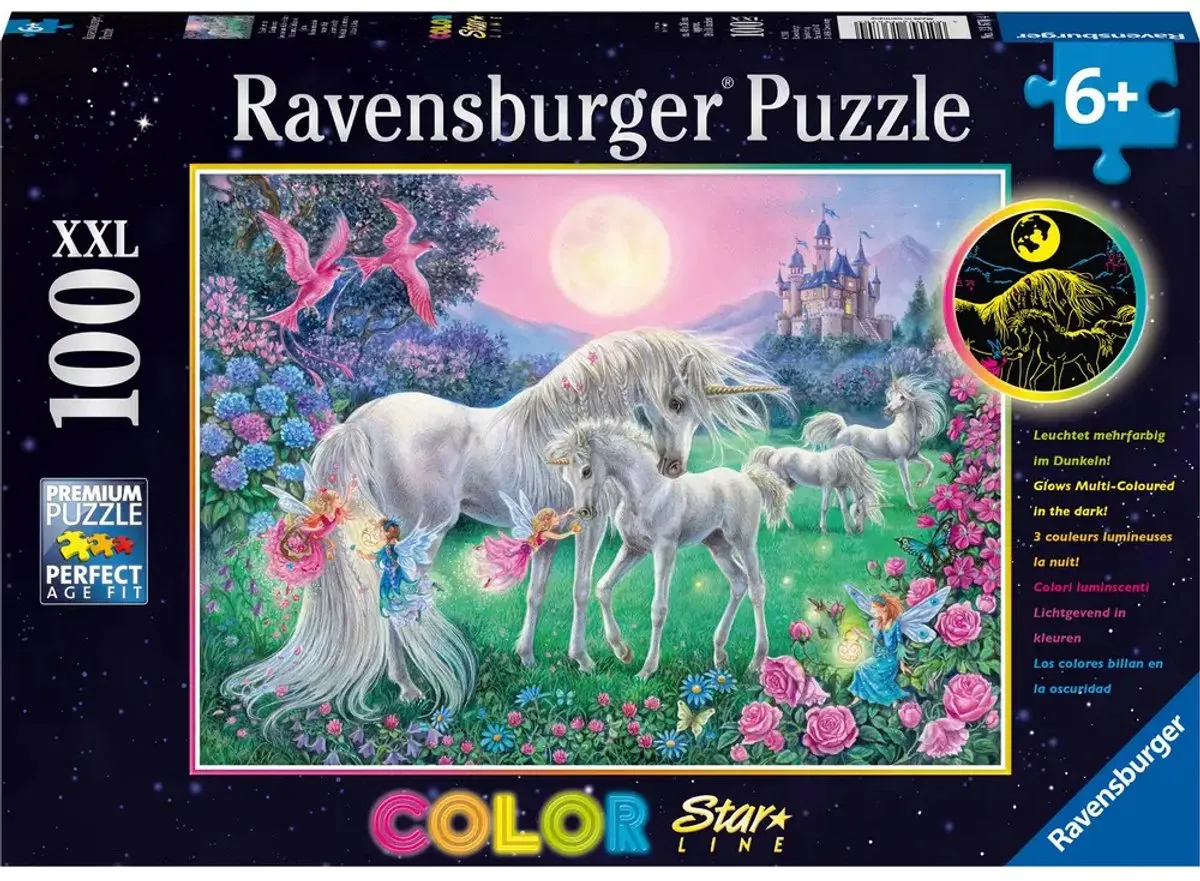 Ravensburger Eenhoorns in de Maneschijn Starline Legpuzzel 100 Stuks - Multicolor
