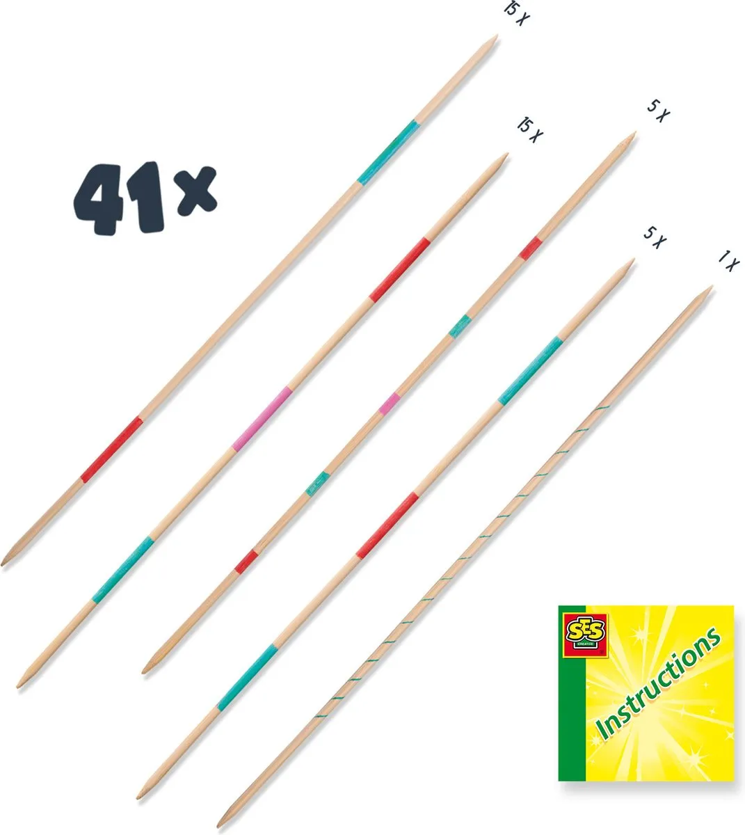 SES - Mikado XXL - gemaakt van bamboe - 41 stokjes van 50 cm