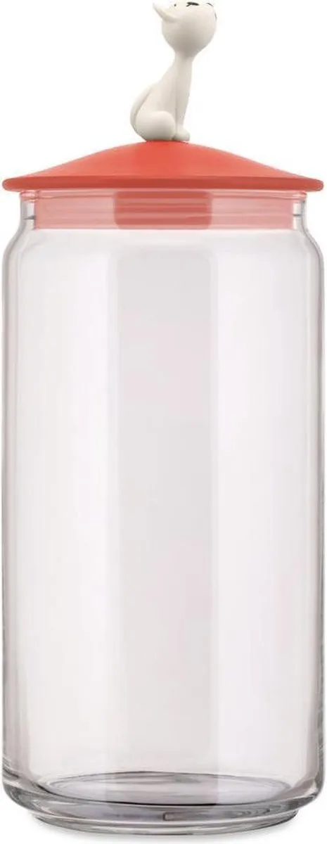 Alessi Tigrito Poezen Voerbak-Set met Voorraadbus Rood