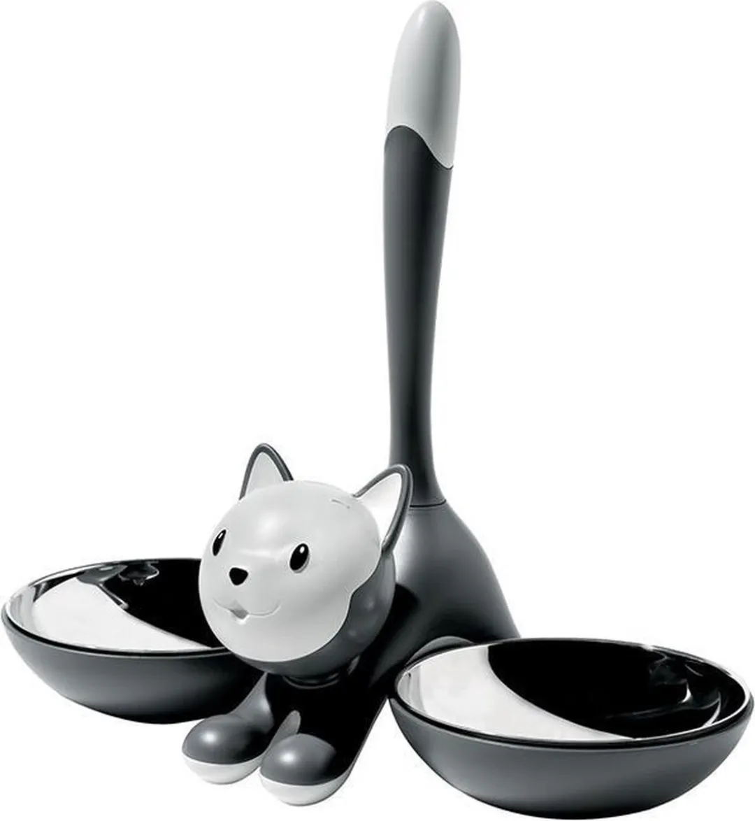 Alessi Tigrito Voer- en Drinkbak Set - Donkergrijs