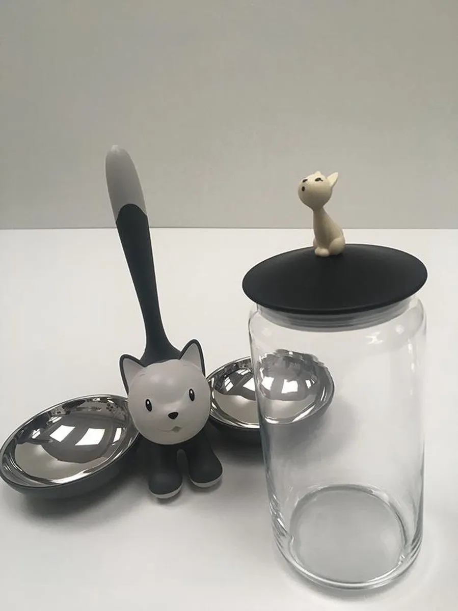 Alessi Tigrito Voer- en Drinkbak Set - Donkergrijs