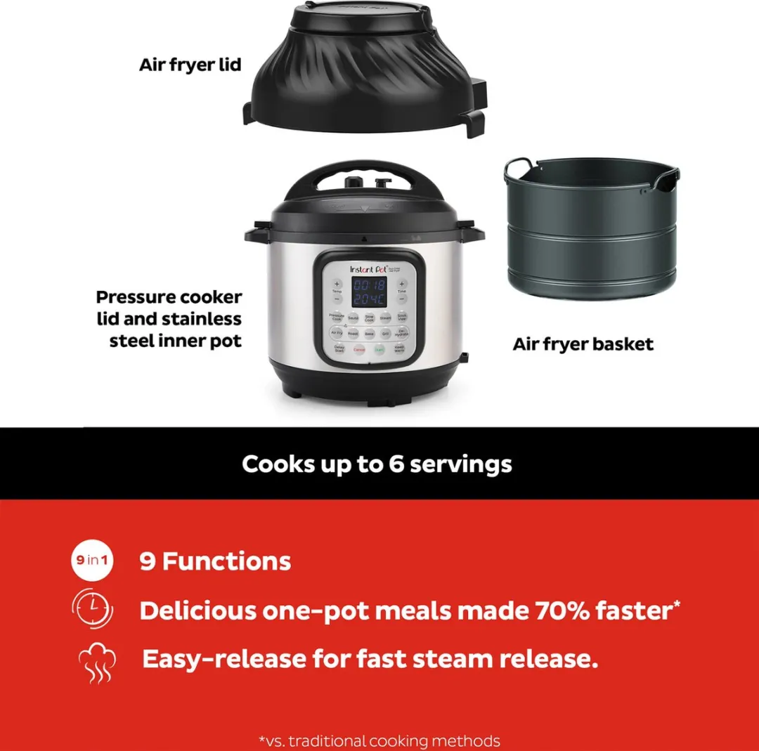 Instant Pot Duo Crisp 6 11-in-1 Multicooker 5,7L - RVS