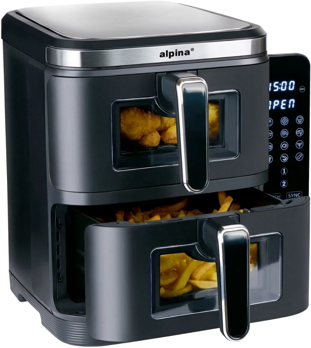 Alpina Dubbele Airfryer XXL 11L - 2800W - Zwart