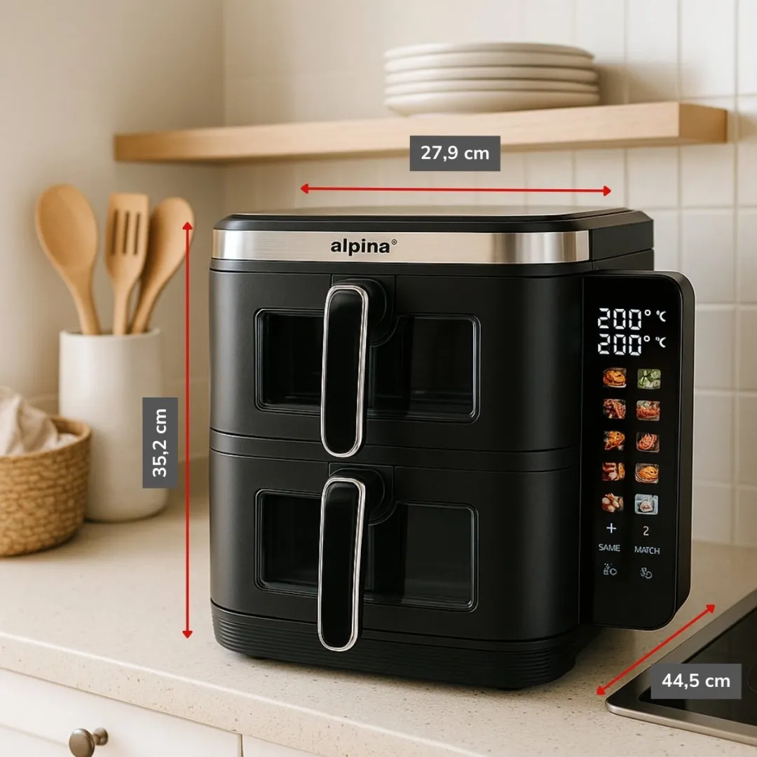 Alpina Dubbele Airfryer XXL 11L - 2800W - Zwart