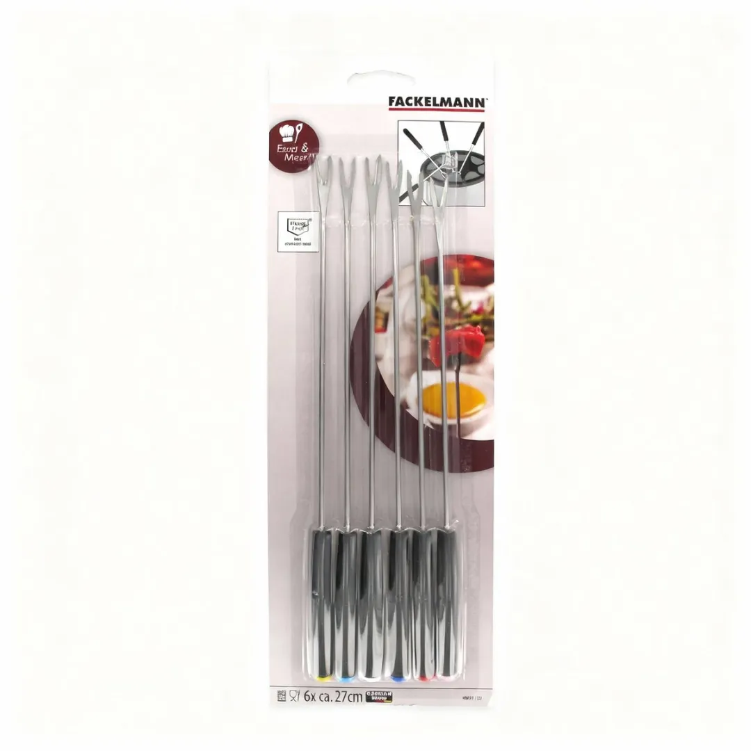 Fackelmann 48491 Fonduevorken Set - 6 Stuks - 27cm - Grijs