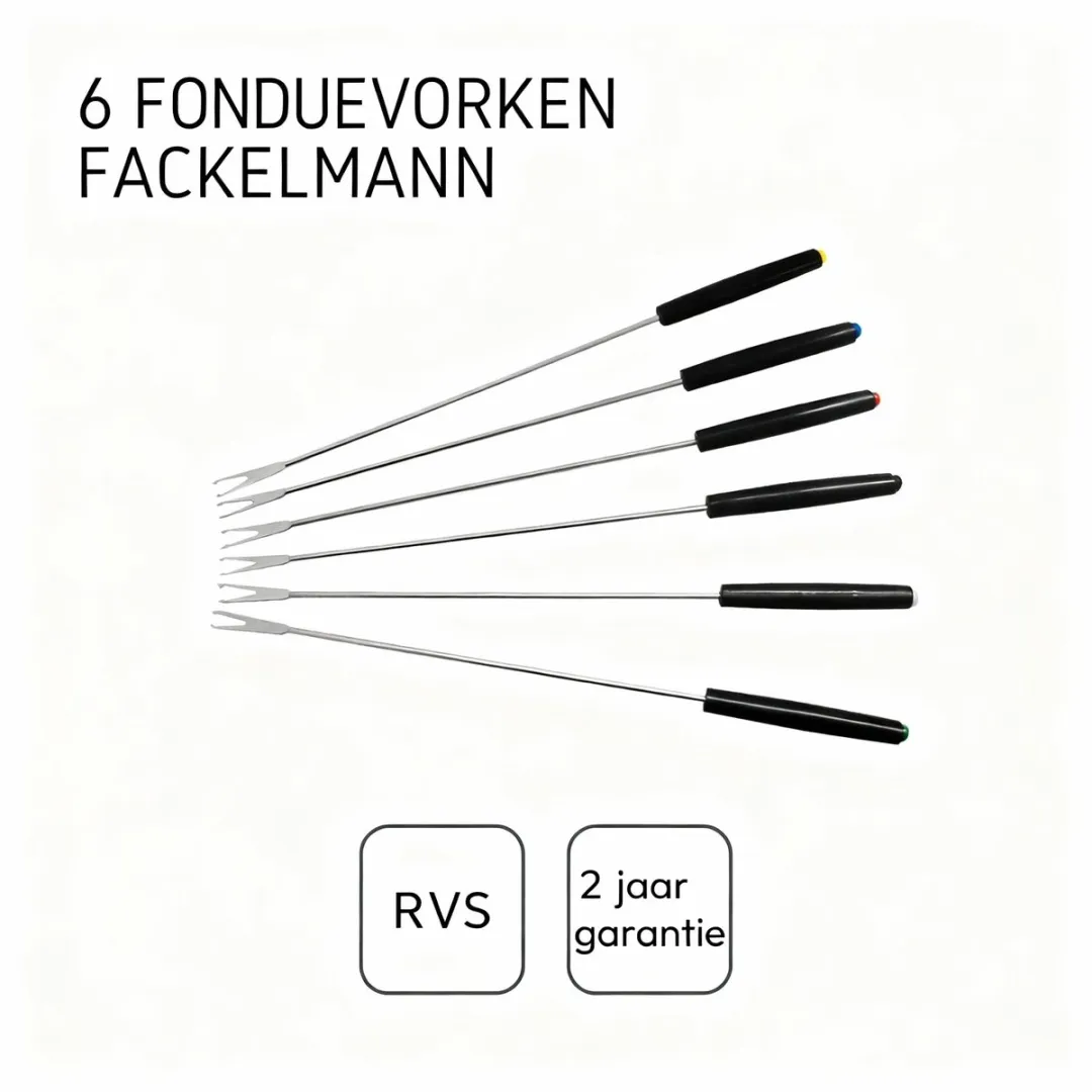 Fackelmann 48491 Fonduevorken Set - 6 Stuks - 27cm - Grijs