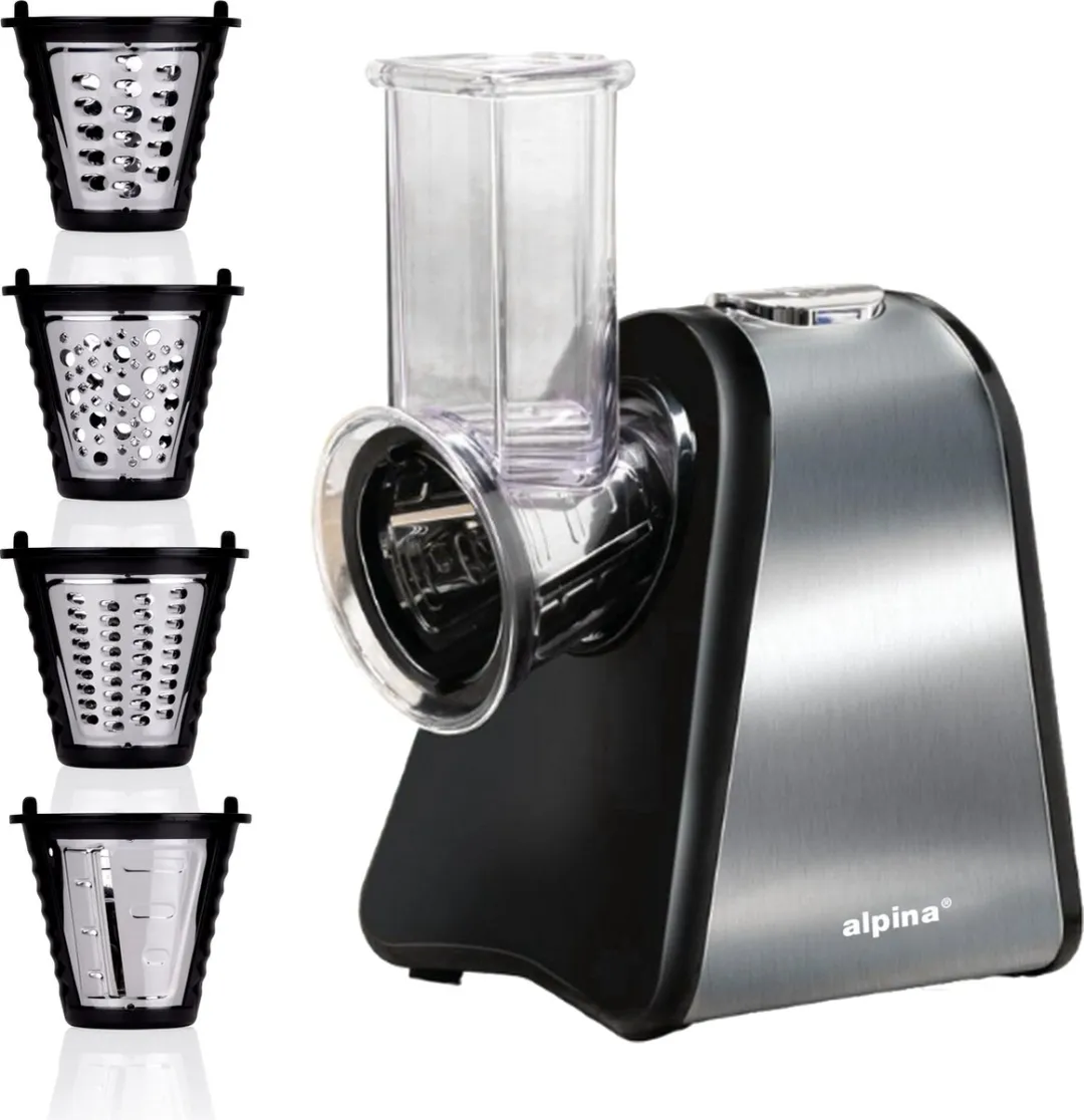 Alpina MEALEL7500/006 Elektrische Groentesnijder - 200W - 4 RVS Messen - Zilver