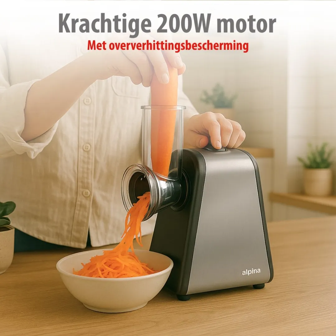 Alpina MEALEL7500/006 Elektrische Groentesnijder - 200W - 4 RVS Messen - Zilver - afbeelding 6 van 6