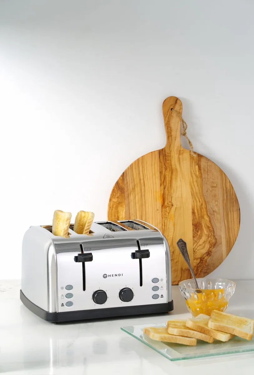 HENDI 4-Sneetjes Toaster 1500W - 7 Roosterniveaus - Zwart/Zilver