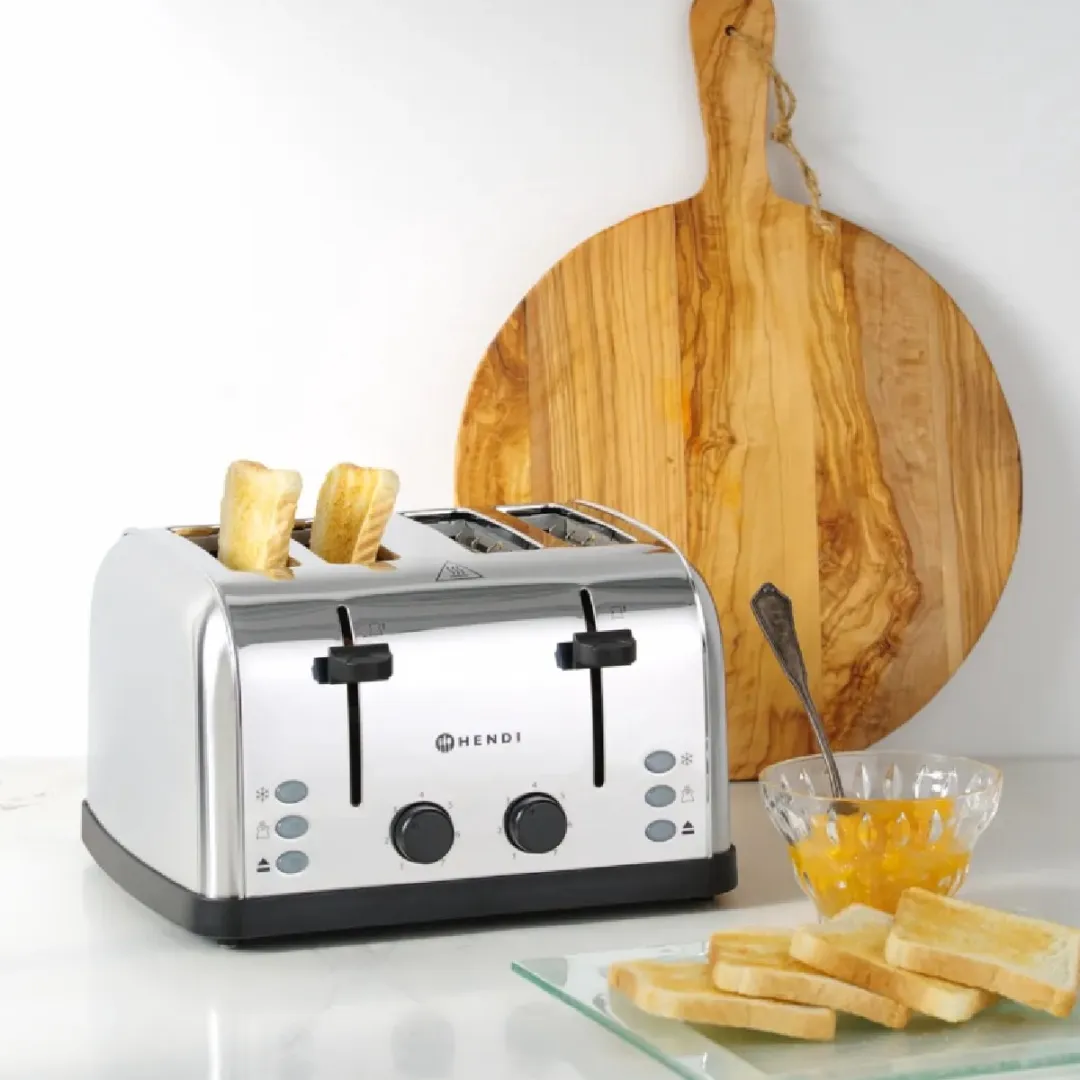 HENDI 4-Sneetjes Toaster 1500W - 7 Roosterniveaus - Zwart/Zilver