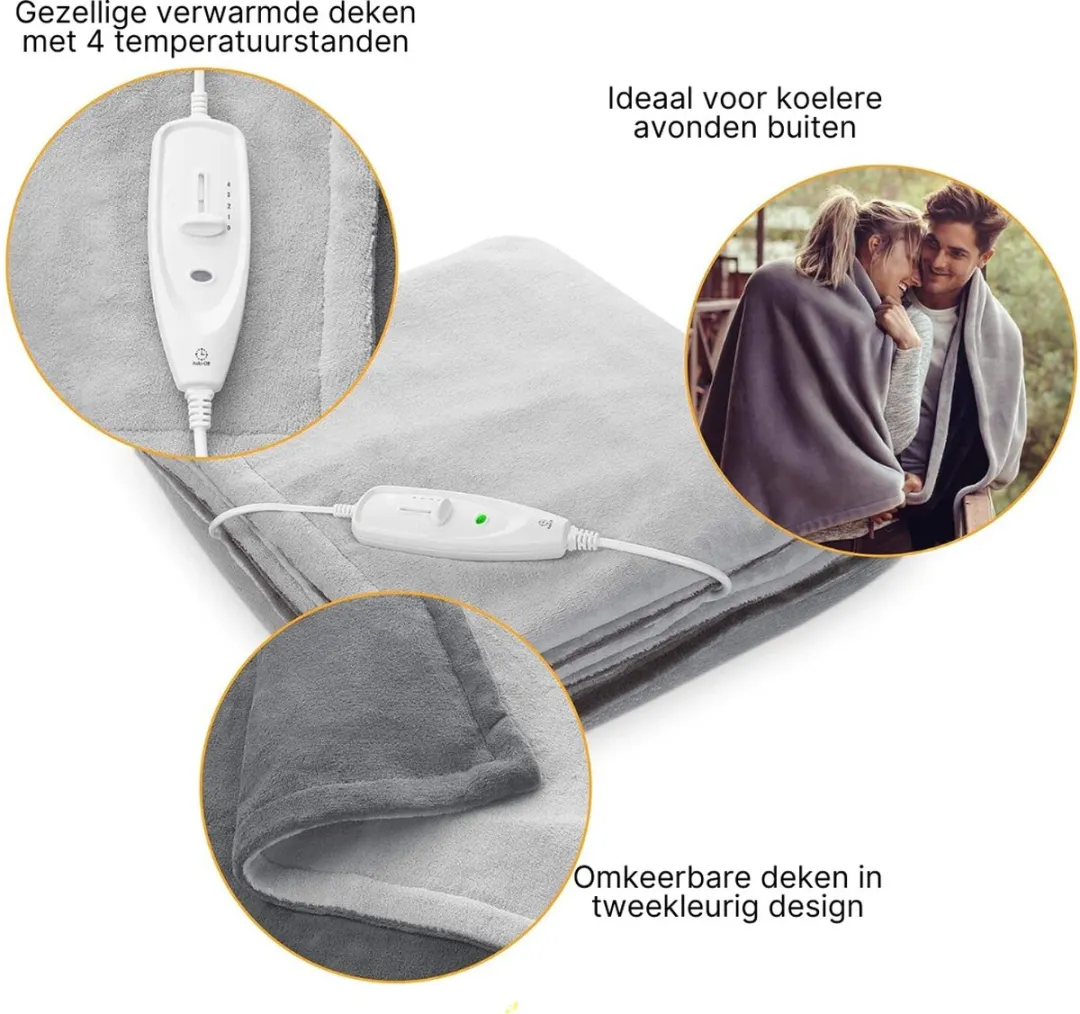 Medisana Elektrische Bovendeken 1 persoons - 3600W - 4 standen - Grijs