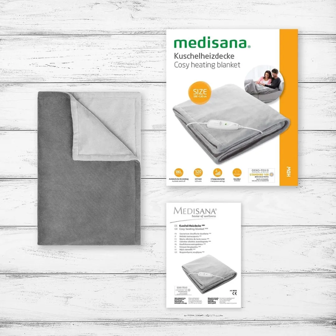 Medisana Elektrische Bovendeken 1 persoons - 3600W - 4 standen - Grijs