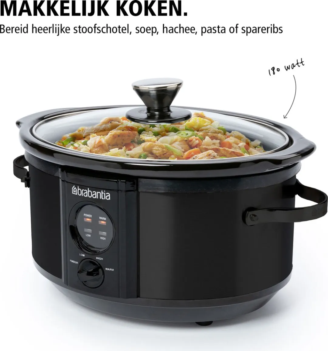Brabantia BBEK1081MB Slowcooker 3.5L - 180W - Zwart
