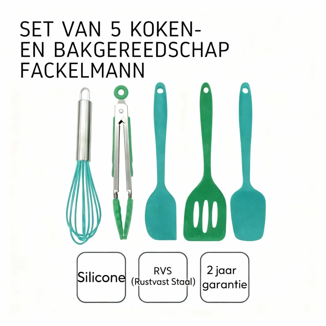Fackelmann 44737 Kinderkeukengerei Set - 5 Stuks - Groen/Blauw