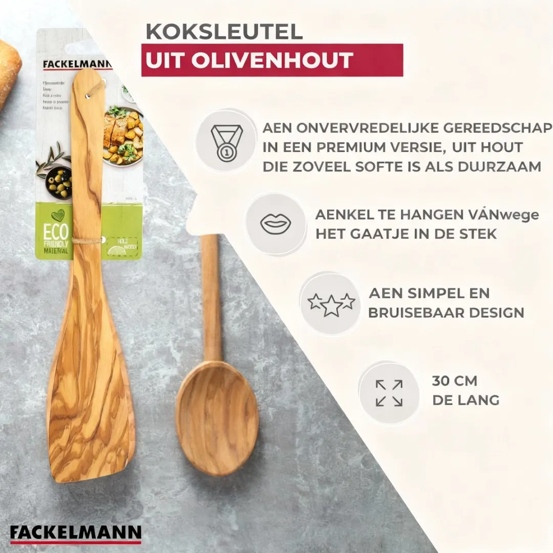 Fackelmann Houten Spatel 30860 - 30 cm - Olijfhout - afbeelding 4 van 6