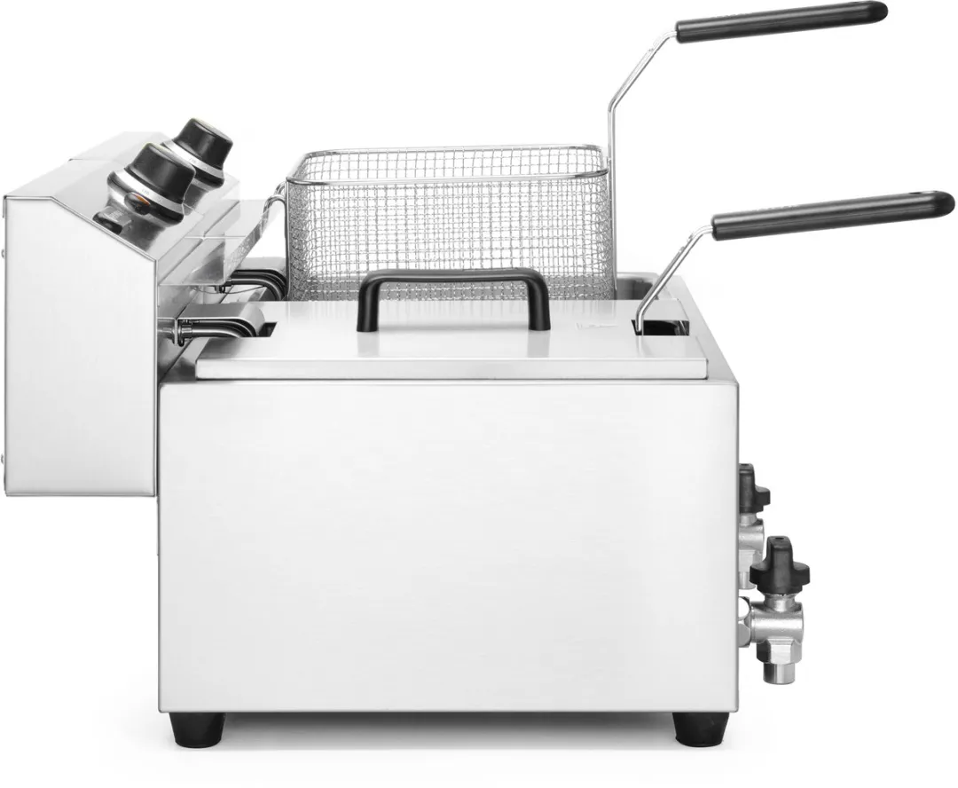 HENDI Dubbele Friteuse 16L 7000W - Aftapkraan - RVS