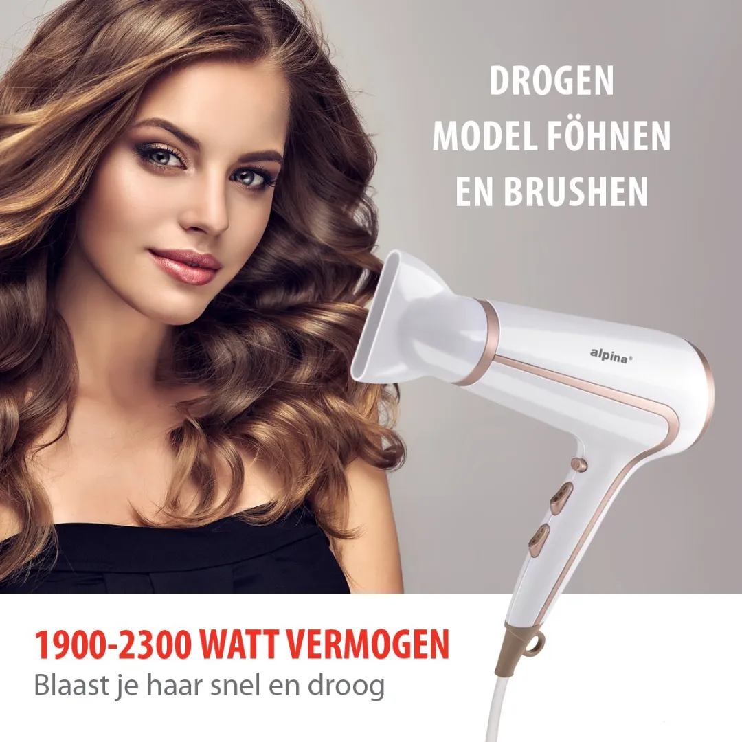 Alpina Föhn 2000W Haardroger - 3 Warmtestanden - Wit