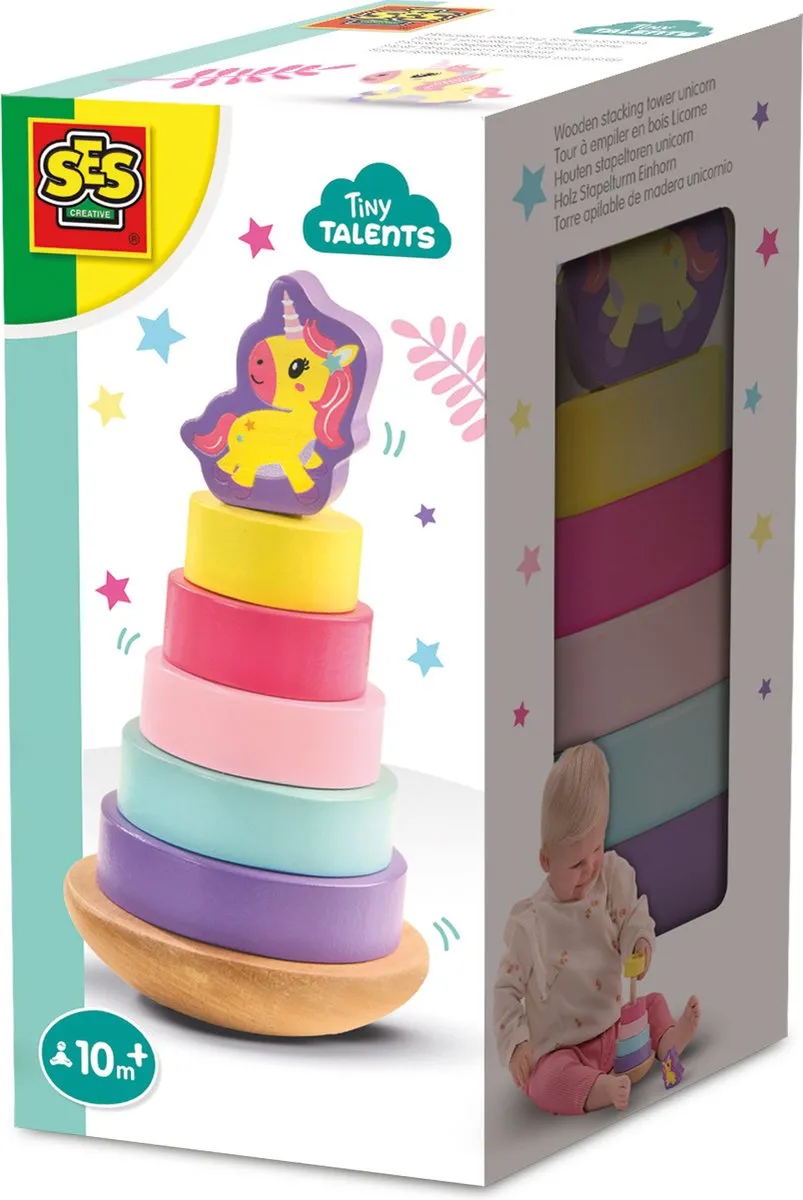 SES Creative Tiny Talents Houten Stapeltoren Eenhoorn