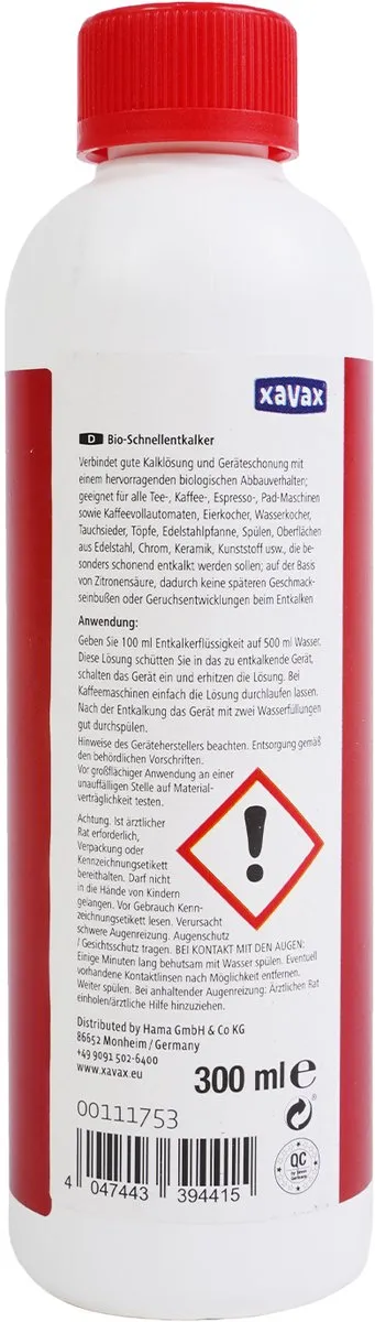 Xavax Biologische Ontkalker 300ml - o.a. Nespresso/Dolce Gusto