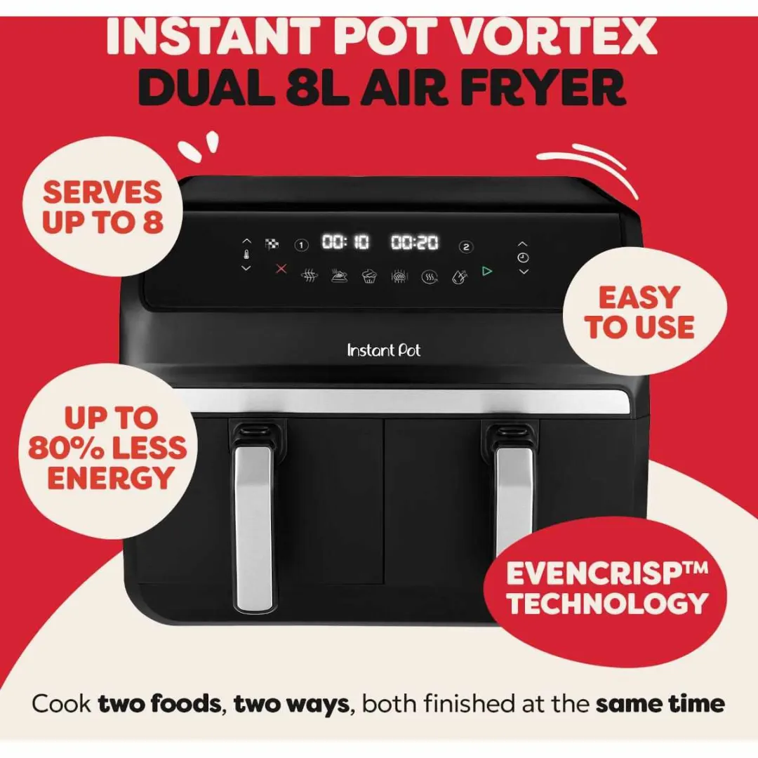 Instant Pot Vortex 8 Dubbele Lade - 1850W - 8L - Zwart